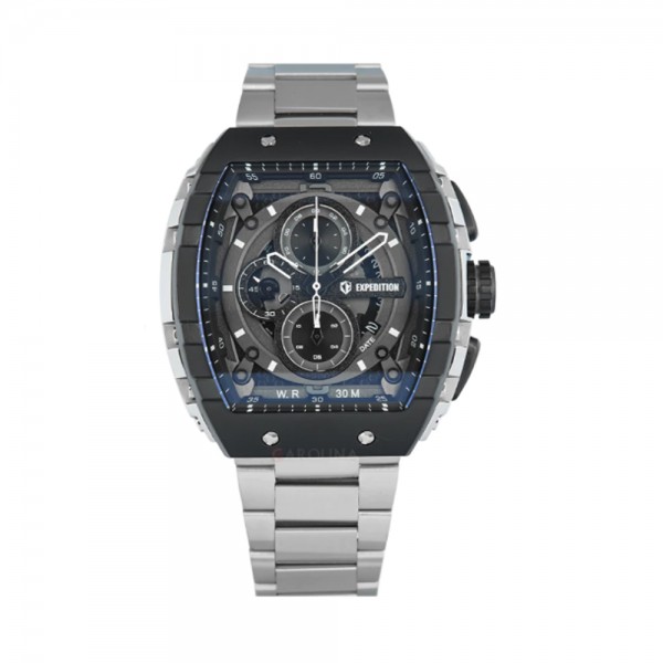 Expedition 6782 Silver Black Ring Man Steel MCBTBBASL